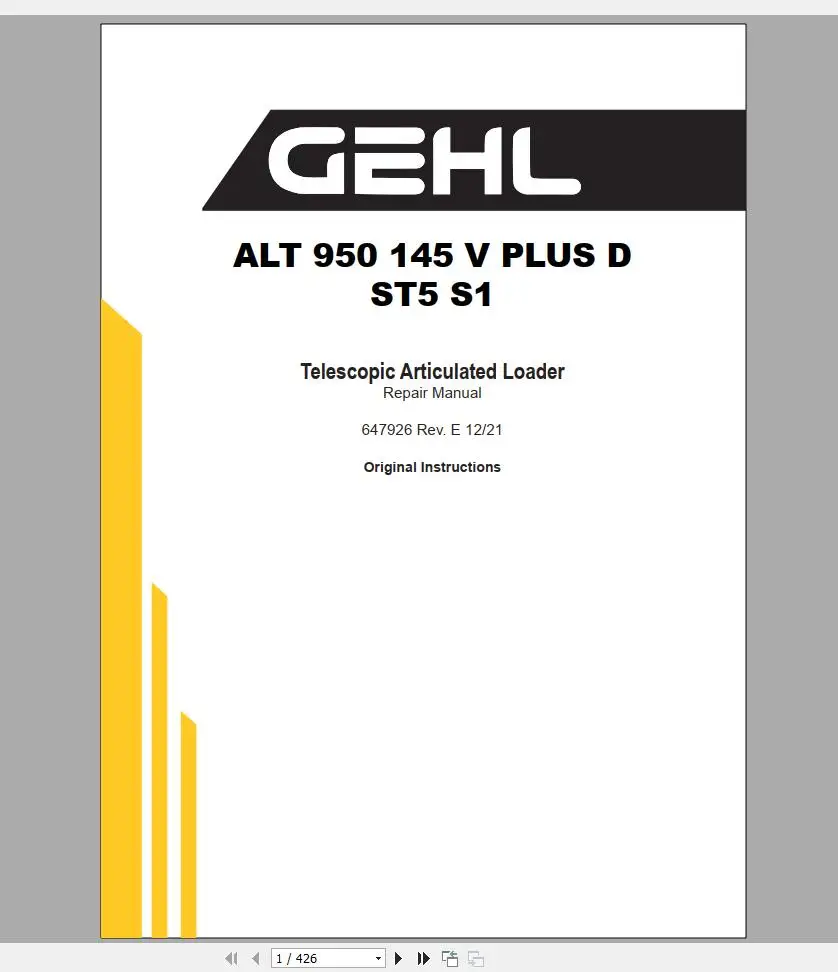 SpecDiag GEHL Machinery Heavy  - Heavy Equipment Pdf recensie en prijs